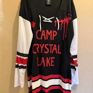 Bioworld Black White and Red 'Camp Crystal Lake' Lace-Up Pullover Dress